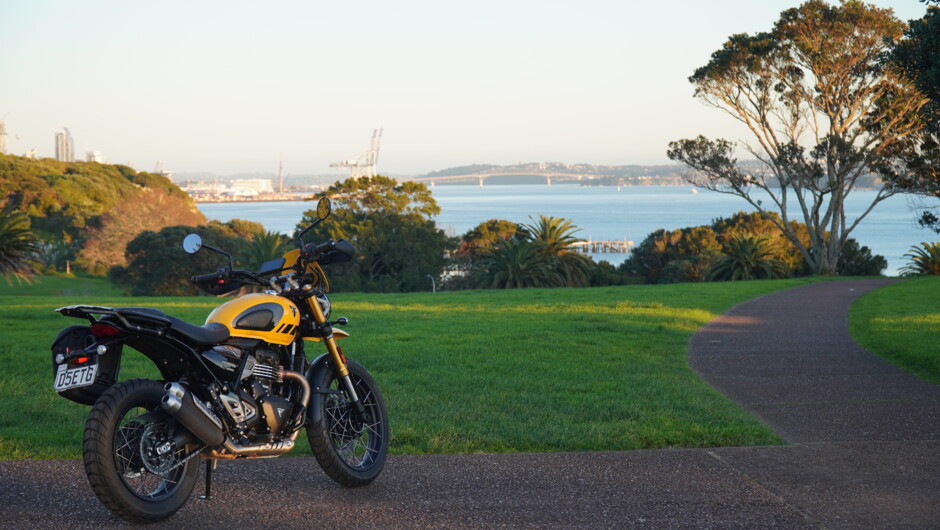 Triumph Scrambler 400 XC available for self-guided motorcycle hire from Auckland, New Zealand.
