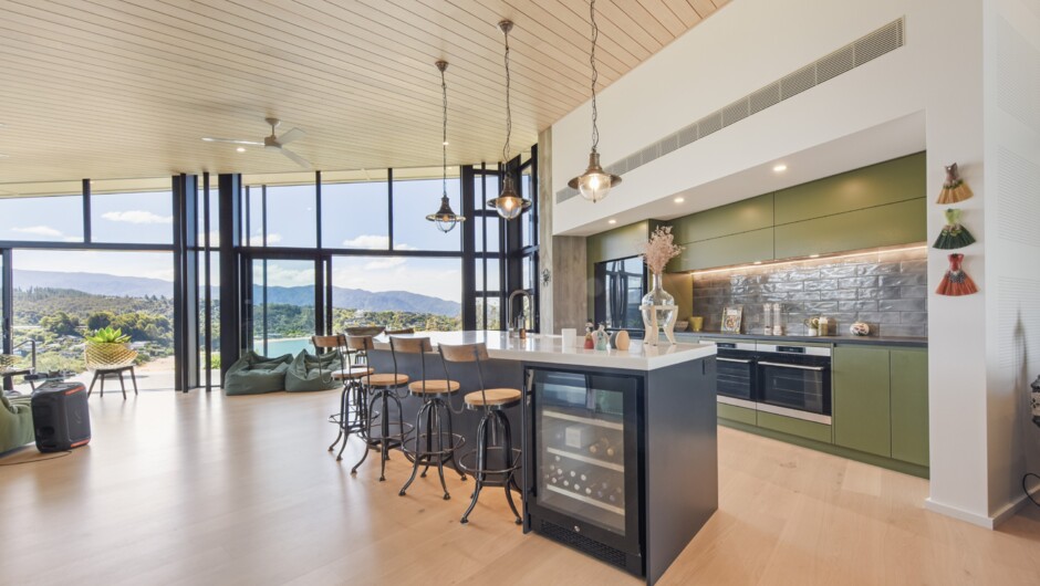 Kitchen and views