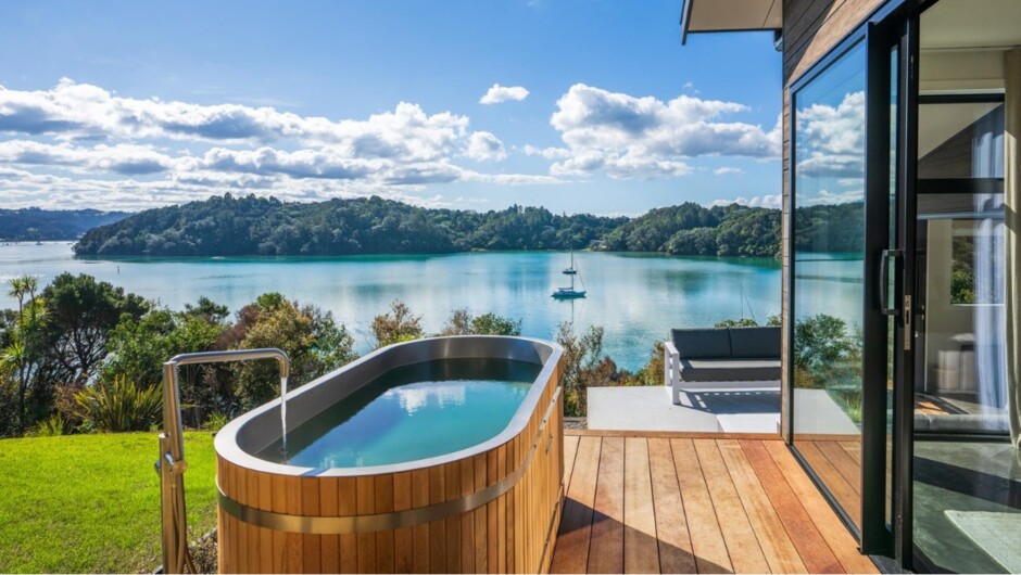 Outdoor bath with a view