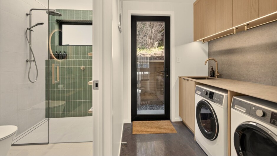 Laundry and a peak into shared bathroom