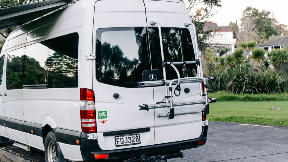 Rear of vehicle and bike rack