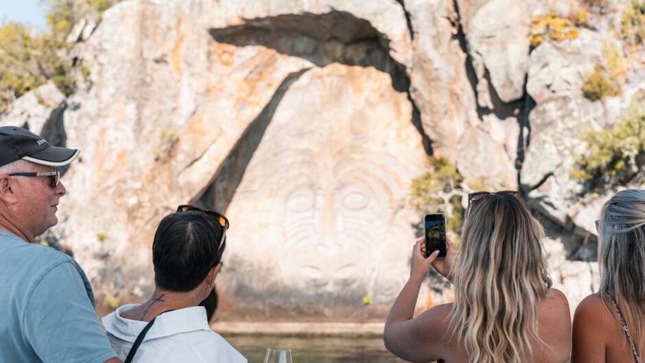 Close up to the Māori Rock Carvings