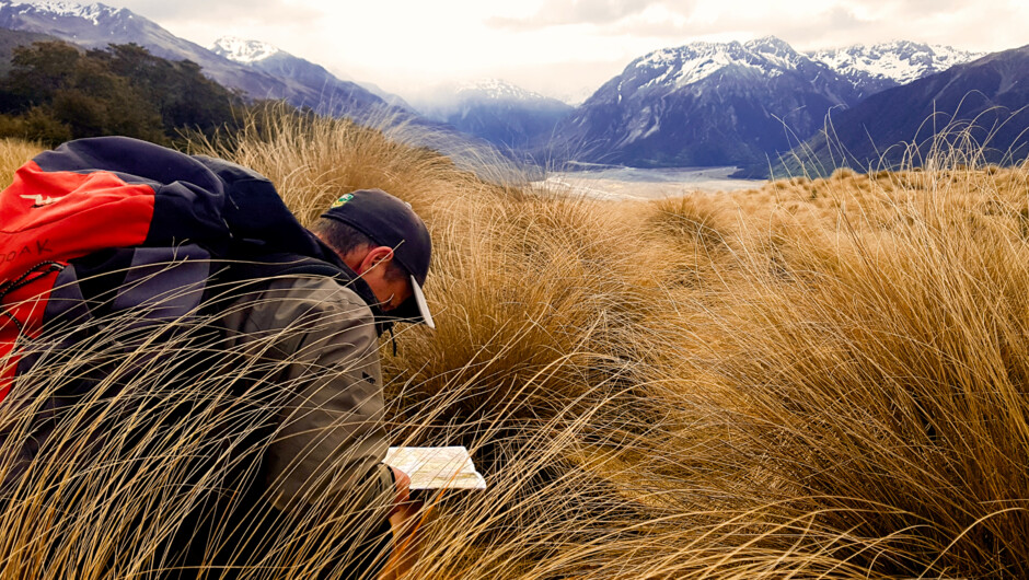 Learning to read a topo map with OENZ - Outdoor Education New Zealand in Arthurs Pass National Park