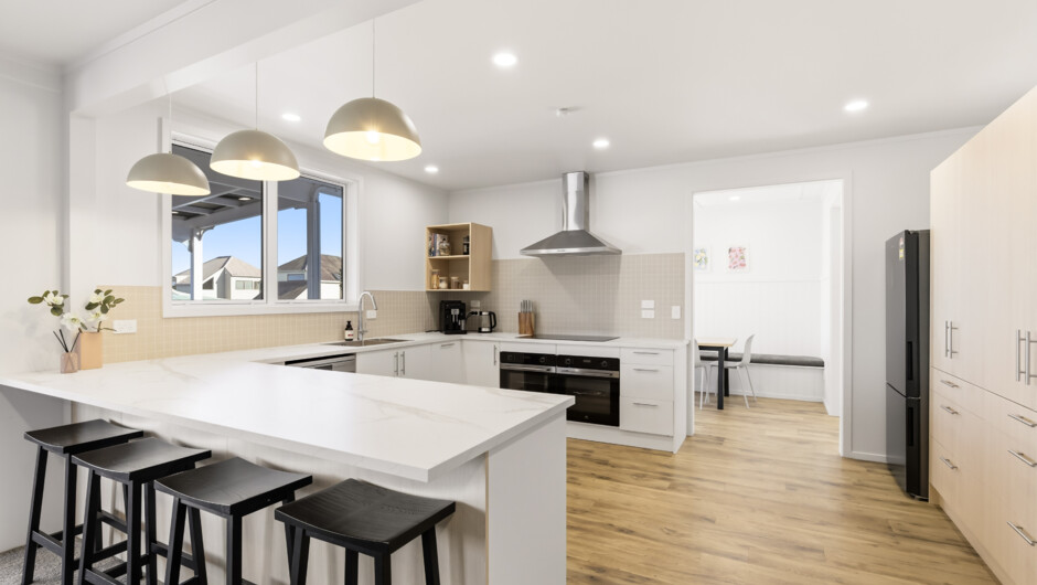 Large Kitchen set up with double ovens and fridges, perfect for large groups