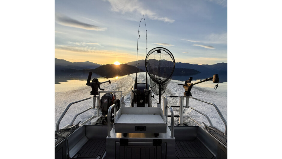 Sunset fishing session on Lake Wānaka