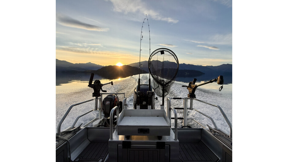 A great ending to a full day of fishing on Lake Wānaka