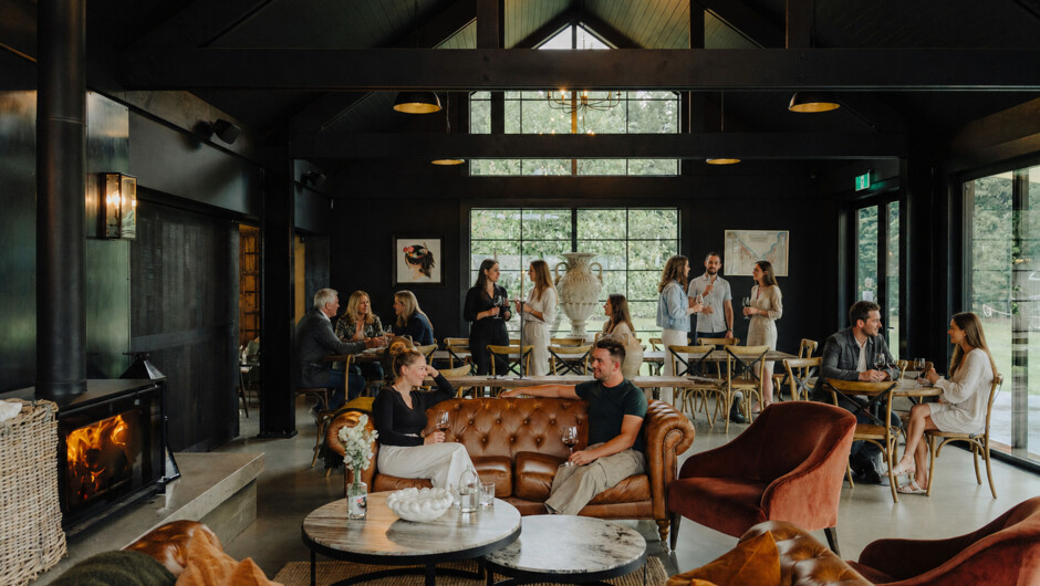 The Waikana Room offers fireside comfort, a sun-drenched terrace and gardens overlooking the shimmering Bannockburn Inlet.
Settle in with our full range of estate wines available by the glass or bottle — designed for lingering, sharing and savouring at y