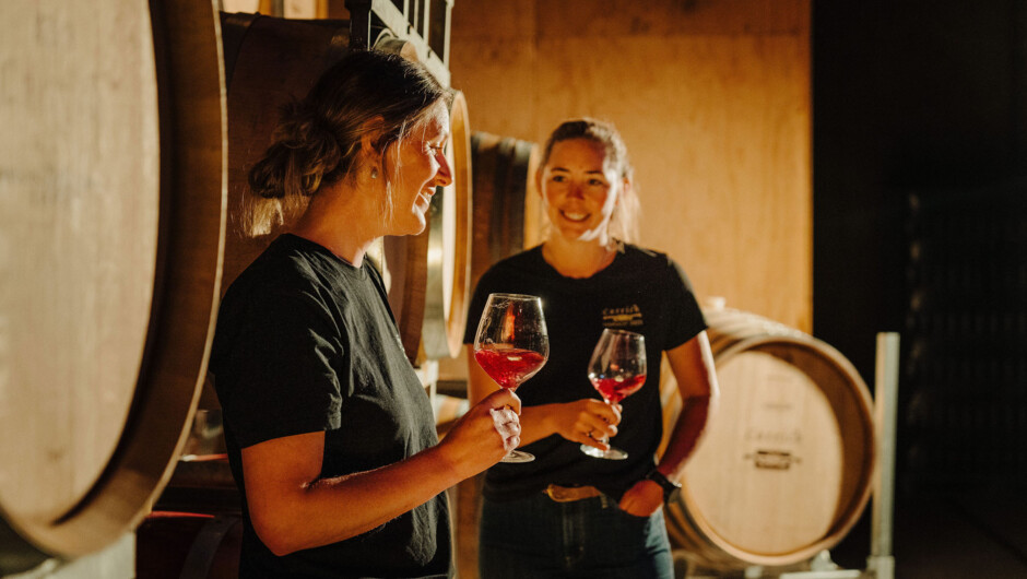 Step behind the scenes and discover the story of Carrick, from our organic vineyard to our working winery and atmospheric barrel hall.
Learn about our sustainable vineyard practices, meet the vines that have been producing exceptional fruit since 1994, a