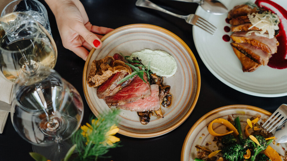 Set among the vines in Bannockburn, our kitchen works in rhythm with the land, celebrating organic ingredients and wines crafted on site, with dishes designed to sit seamlessly alongside every glass.