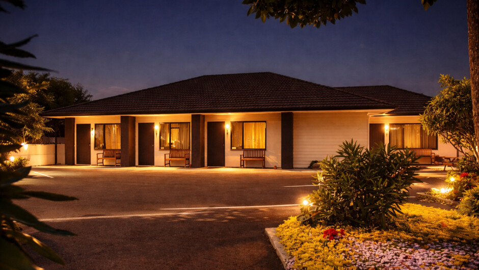 Apartments at night, options of two 1 bedroom apartments, a two bedroom and three bedroom offer open plan living with full kitchens
