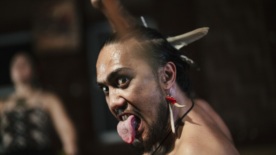 Male performing the pukana