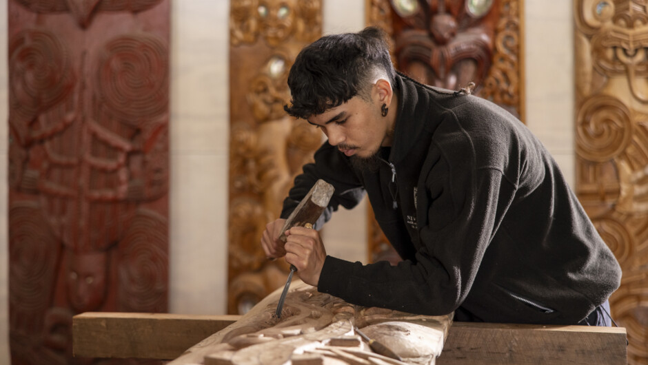 Student at the National Wood Carving School