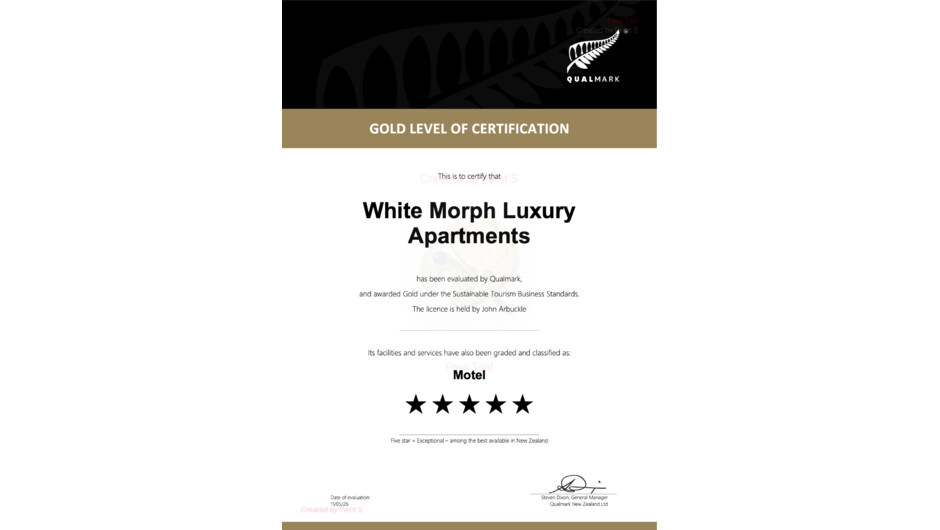 Qualmark 5 Star Accreditation