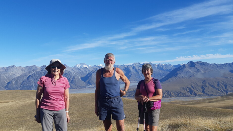 On Snake Ridge with East Face of Aoraki Mt Cook in the background