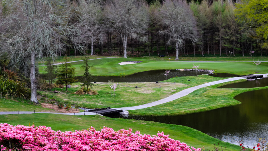Looking towards the upgraded (2026) water features on hole 5 (right) and hole 4 (in the background)