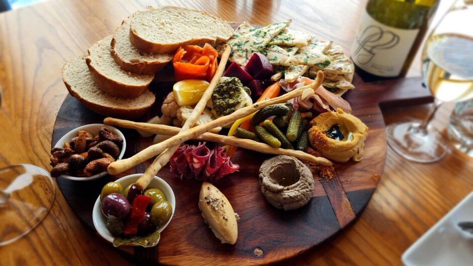 A sumptous platter lunch and glass of wine are included