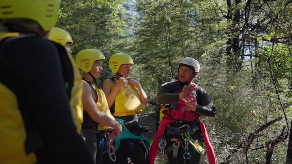 Safety briefing in Tūī Canyon - We'll teach you all you need to know