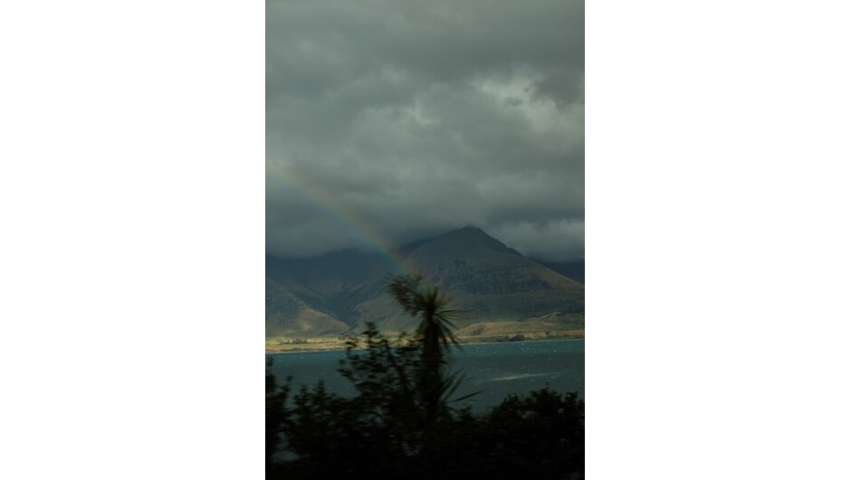 A rainbow over the mountains of the South Island