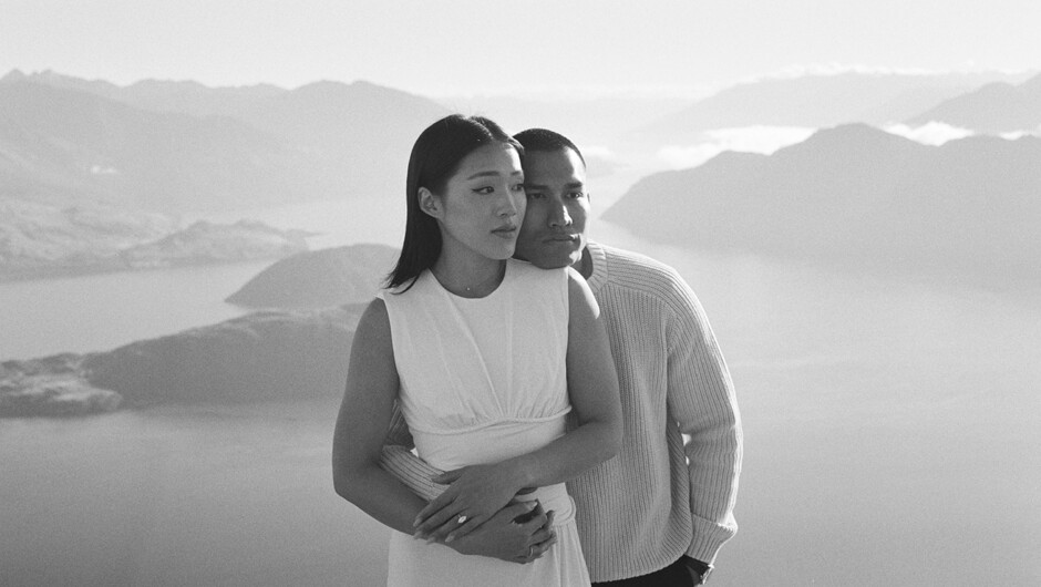 Surprise proposal at Coromandel Peak Wanaka on 35mm film