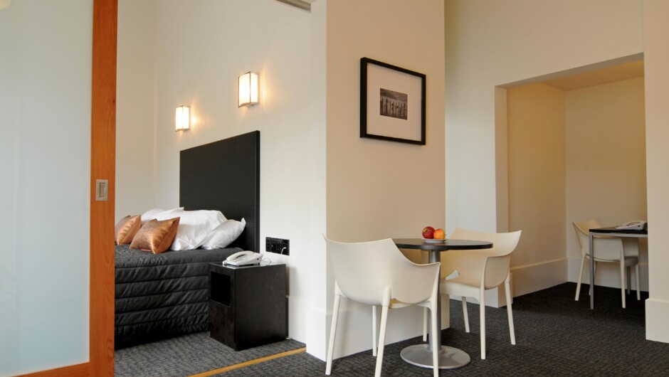 One Bedroom apartment - seating area looking back into bedroom