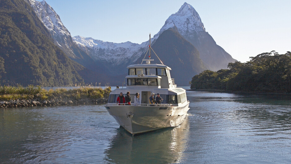 Take in the views of Mitre Peak, Milford Sound.