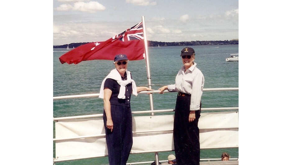 Carol and sister Janice in Auckland harbor.