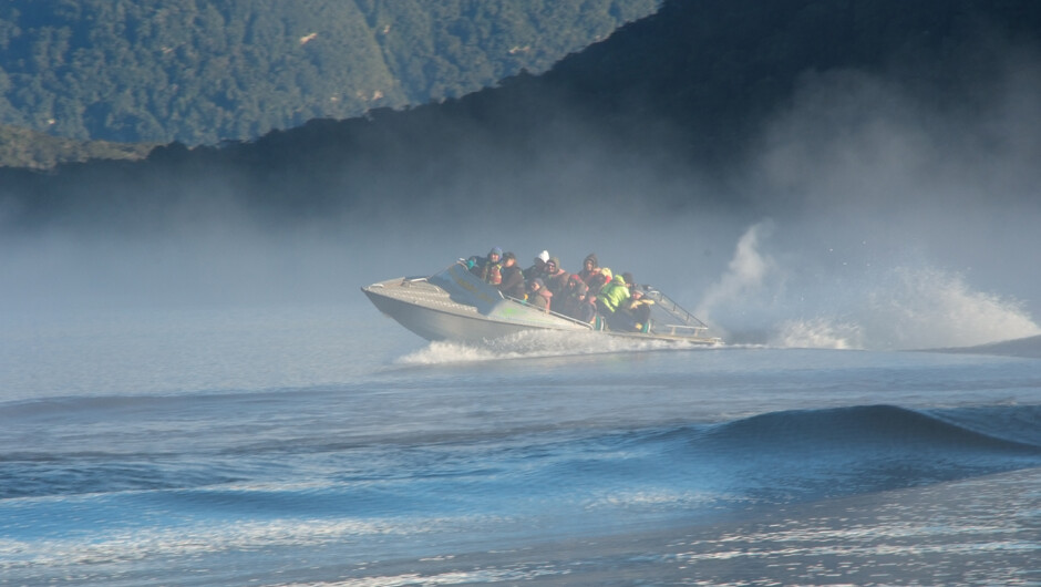Wairaurahiri Jet playing on the mysterious Lake Hauroko