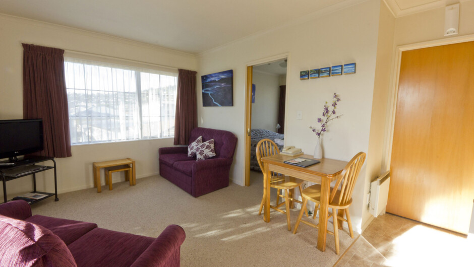 Lounges with flat screen TVs on trolleys to move to where you want them.