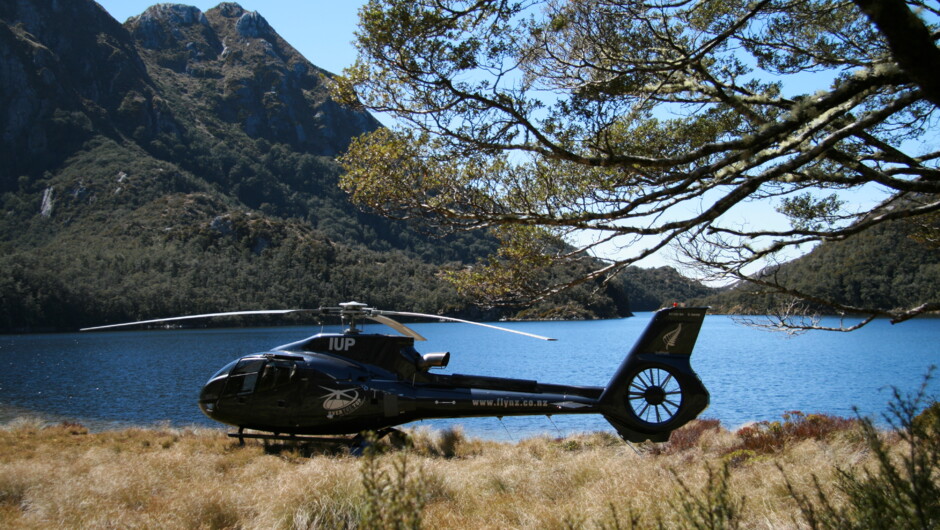 An alpine lake landing