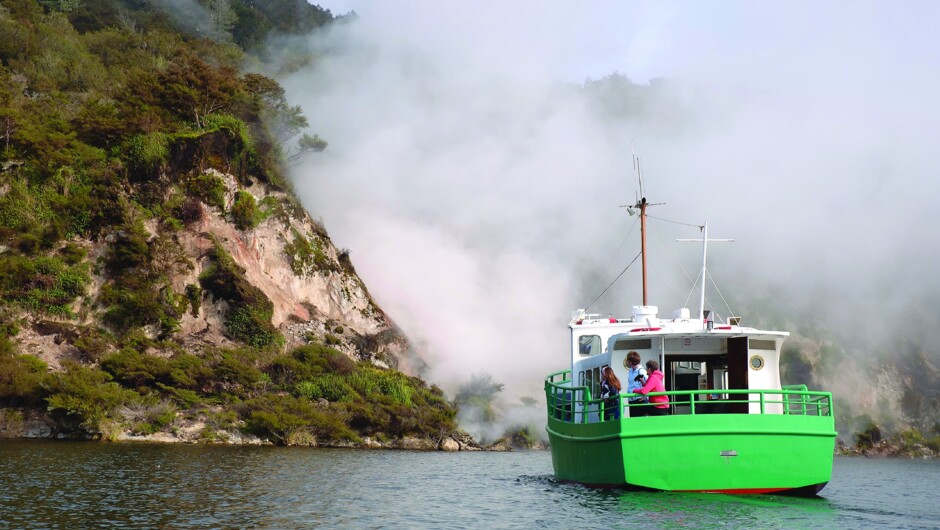 Our combined walk and boat cruise is a wonderful and relaxing journey through the world's youngest geothermal area.
