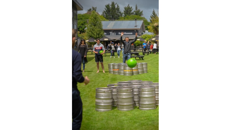 On sunny day's you can try your hand at Kegpong - land the giant tennis ball in the oppositions keg and they loose a keg. First one to rid the other team of all their kegs wins.