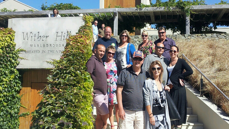 Lovely private tour group at Wither Hills Winery.