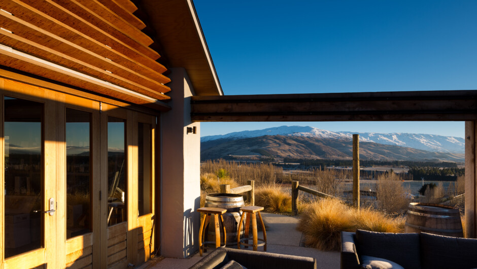 Mt Difficulty Cellar Door &amp; Restaurant across Bannockburn and the Pisa Range