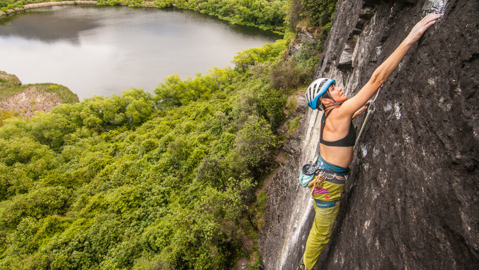 Climbing classic routes at one of Wanaka's summer crags