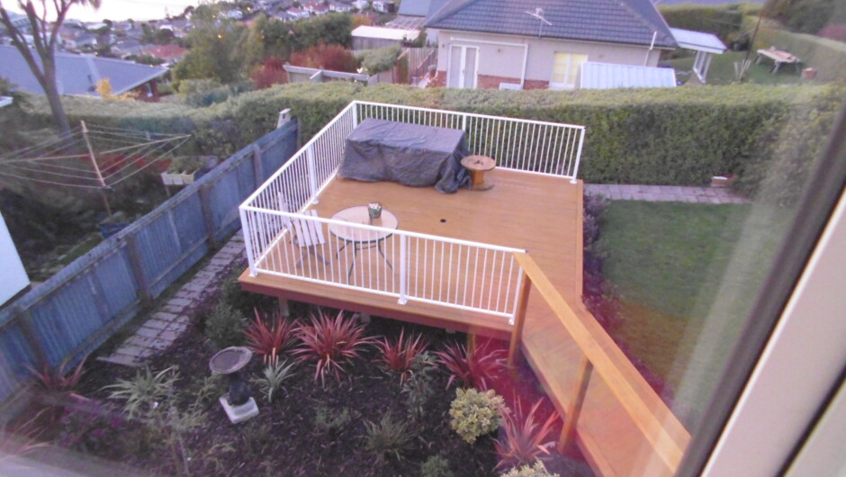 Looking down on the deck from Lounge &amp; bedrooms