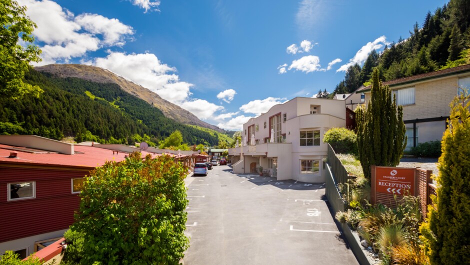 The main entrance to Cranbury Court Apartments