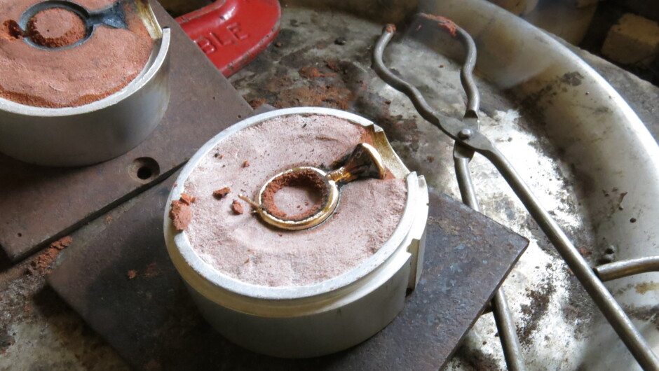 18 karat gold cast into sand