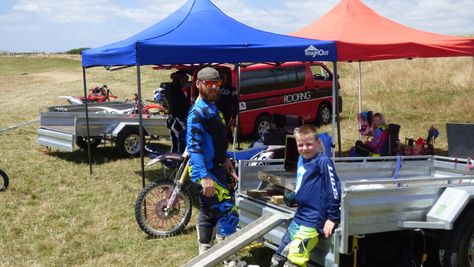 Families relaxing between rides