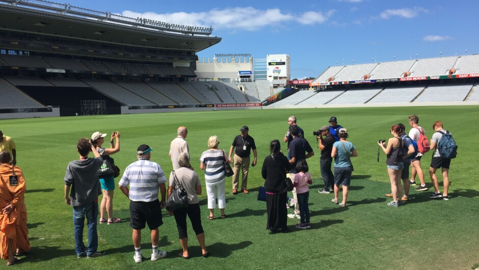 Tour guests on the hallowed turf