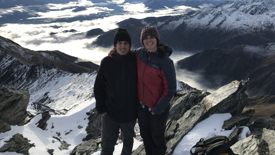 Hikers on Summit Ridge, Mt Larkins.