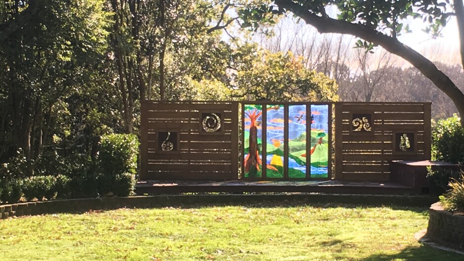 Rear garden stained glass deck