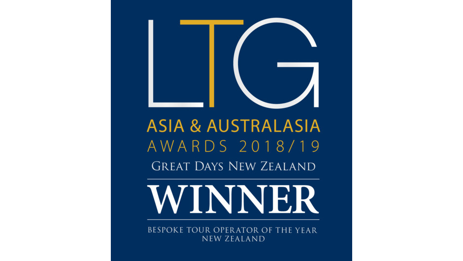 Bespoke Tour Operator of the year - Winner New Zealand 2019