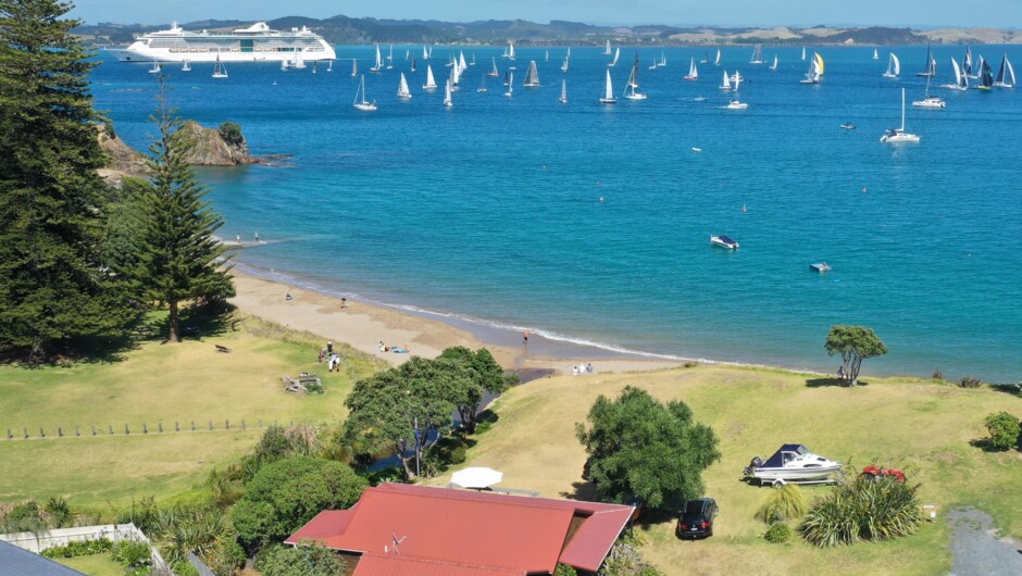 Unobstructed sea views, extensive gated grounds with private beach access