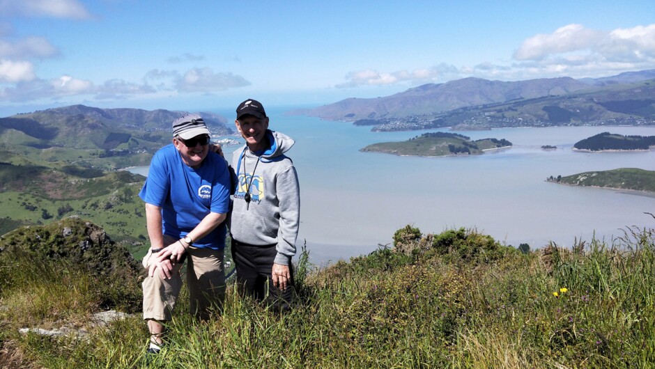 View from above Christchurch city, over Lyttelton Harbour.