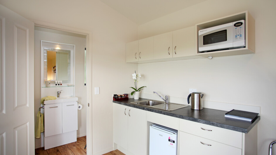 Fantail Cottage. Your free Continental Breakfast is provisioned into the cottage for your convenience.