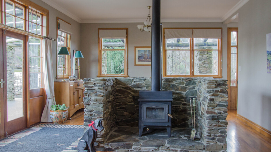 Incredible stone surround log burner