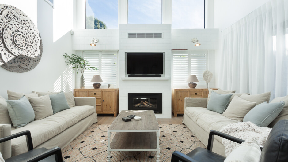 Barn two spacious lounge with fireplace for those cosy nights