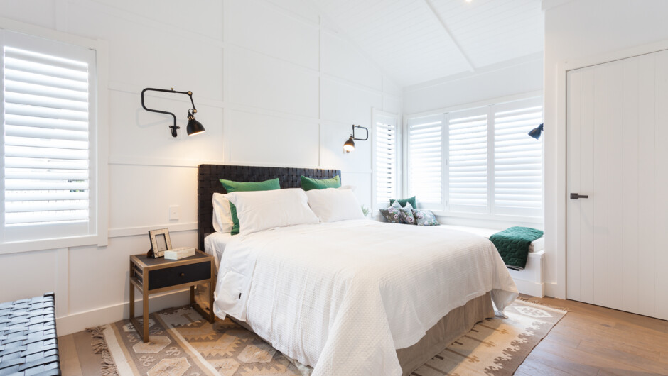 Barn One offer a spacious king bedroom with a window seat single bed option for a small child.