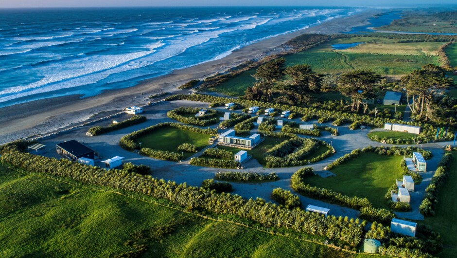 Introducing Ross Beach TOP 10 Holiday Park. Nestled on the shoreline of the Tasman Sea, just 2km south of the historic gold mining Ross township.    
Our property consists of up-cycled &amp; repurposed Shipping Container accommodation and fabulous RV, motorh