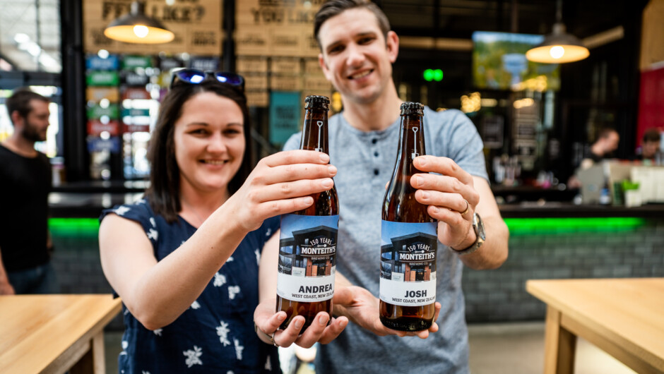 Personalised Monteith's beer bottles to take away with your name on it
